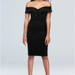 Classic feminine Bardot black velvet dress Size 4